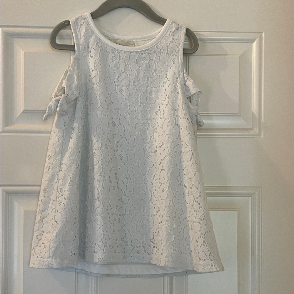 btween White Lace Cold Shoulder Top